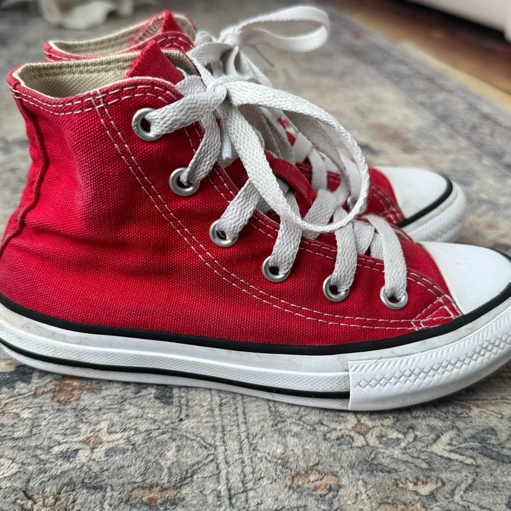 Converse Chuck Taylor All Star High Top Red Canvas Sneakers Youth Size 12